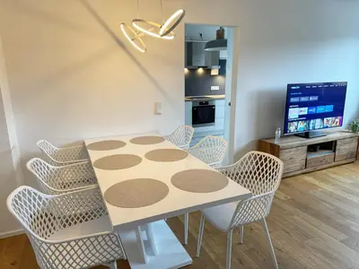 Küche/Küchenzeile in der Unterkunft 3 Zimmer Wohnung mit Garten