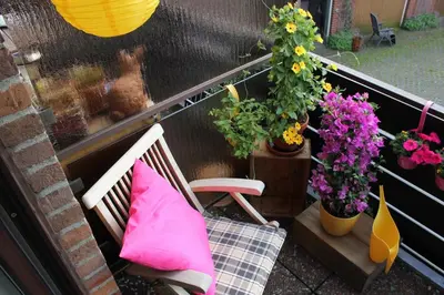 Ein Balkon oder eine Terrasse in der Unterkunft Sunshine-Flat Düsseldorf-Ratingen