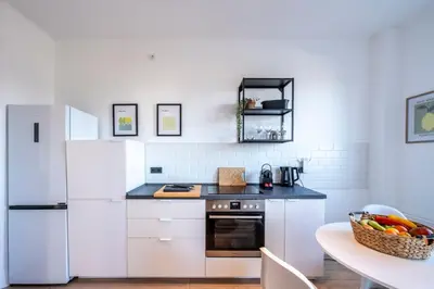 Küche/Küchenzeile in der Unterkunft Top modernes Apartment am Zoo