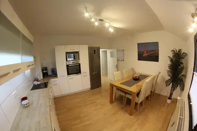 Küche/Küchenzeile in der Unterkunft Ferienwohnung Kaue