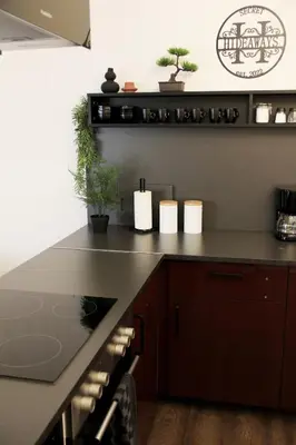 Küche/Küchenzeile in der Unterkunft Asia Suite l 3 Schlafzimmer I Sauna l 400m bis Uni I Messe I IGA 27