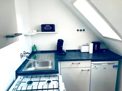 Küche/Küchenzeile in der Unterkunft Wohnung mit neuem Bad und Küche