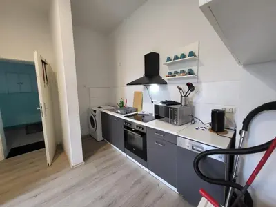 Küche/Küchenzeile in der Unterkunft homes of ruhr - Monteurwohnung Hammer