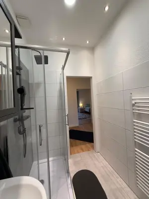 Ein Badezimmer in der Unterkunft Monteurwohnung oder Messewohnung inklusive Fitness Studio