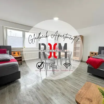 Serviceroom24 - Apartment 1 in Gladbeck WLAN - Smart-TV - 24-7 Check-in und Küche