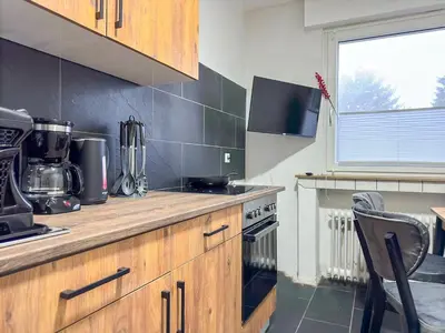 Küche/Küchenzeile in der Unterkunft Serviceroom24 - Apartment 3 in Gladbeck WLAN - Smart-TV - 24-7 Check-in und Küche
