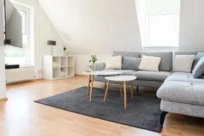 Ein Sitzbereich in der Unterkunft Ferienwohnung Rhader Wiesen