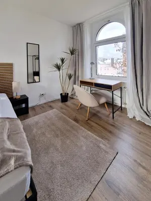 Ein Bett oder Betten in einem Zimmer der Unterkunft stayVision LS1 Wohnung 8 - 1 bedroom - 4 guests - top Wi-Fi