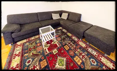 Ein Sitzbereich in der Unterkunft 70qm Etagenwohnung mit Loggia nahe Uni KH