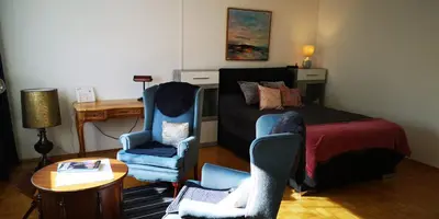 Ein Sitzbereich in der Unterkunft Pinienblick