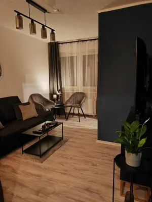 Ein Sitzbereich in der Unterkunft City Apartment Leonidas
