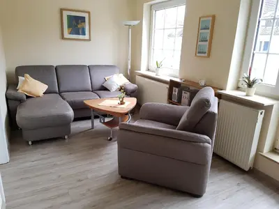 Ein Sitzbereich in der Unterkunft Ferienwohnung Wandelt