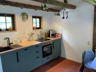 Küche/Küchenzeile in der Unterkunft Historische Breidenmühle