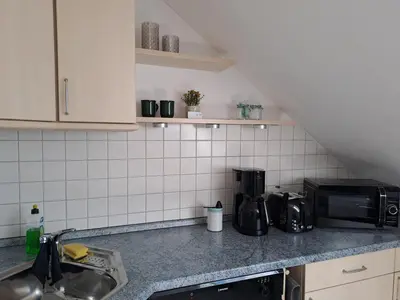 Küche/Küchenzeile in der Unterkunft Ferienwohnug mit Balkon und Carport