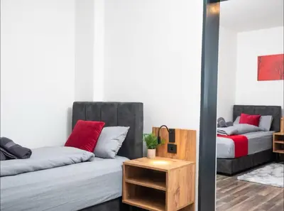 Ein Sitzbereich in der Unterkunft Livemore24 - Apartment 1 in Herten West 24-7 Check-in