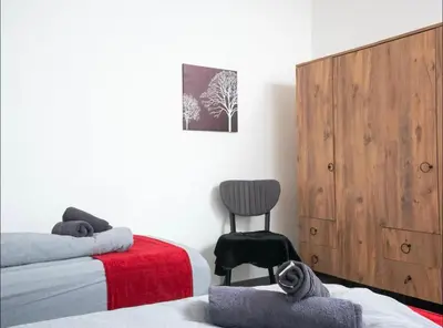Ein Bett oder Betten in einem Zimmer der Unterkunft Livemore24 - Apartment 1 in Herten West 24-7 Check-in