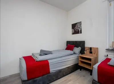 Ein Bett oder Betten in einem Zimmer der Unterkunft Livemore24 - Apartment 3 in Herten West 24-7 Check-in