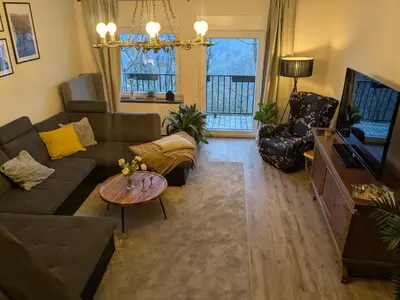 Ein Sitzbereich in der Unterkunft Ferienwohnung am Steinweg