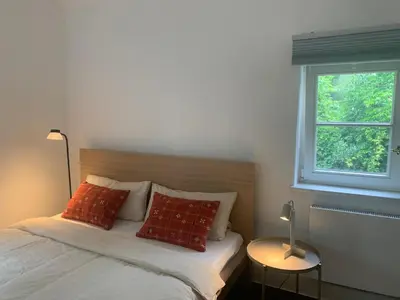 Ein Bett oder Betten in einem Zimmer der Unterkunft Das Ministerhaus - exklusives Apartment auf historischem Gutshof