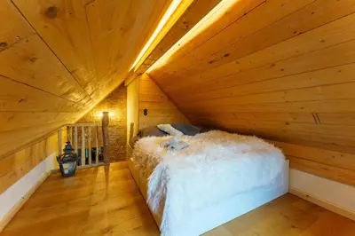 Ein Bett oder Betten in einem Zimmer der Unterkunft Uriges Landhaus in der Natur