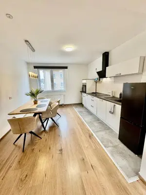 Küche/Küchenzeile in der Unterkunft FeWo-Palmtrees 3 - Große und moderne 2 Zimmerwohnung mit Süd-West Balkon in Gladbeck-Mitte nähe Movie Park und Arena AufSchalke