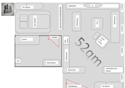 Grundriss der Unterkunft Stylish & central #LoftWerk 2