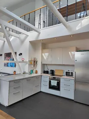 Küche/Küchenzeile in der Unterkunft Im Löwental Galeriewohnung an der Ruhr, 2 Schlafzimmer auf 2 Ebenen