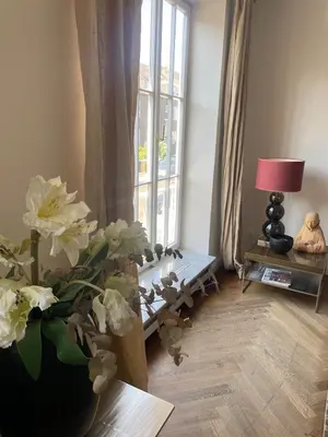Ein Sitzbereich in der Unterkunft Luxus Wohnen am Rhein nah der Messe