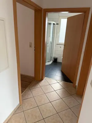 Ein Badezimmer in der Unterkunft Wohnen am Reiterhof, 50 qm, mit Gartennutzung