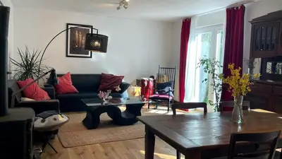 Ein Sitzbereich in der Unterkunft Das Rubinhaus für Dich allein!