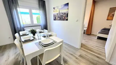 Ein Sitzbereich in der Unterkunft Modern 3-Room Apartment with Balcony & Free Parking & Free Wi-Fi in Hagen - HL01