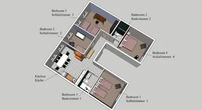 Grundriss der Unterkunft Big Premium Apartment with Rhine View, totally new