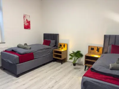 Grundriss der Unterkunft Serviceroom24 - Apartment 1 in Oberhausen WLAN - Smart-TV - 24-7 Check-in und Küche