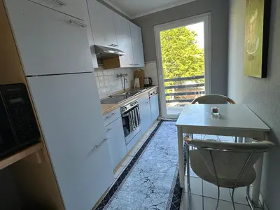 Küche/Küchenzeile in der Unterkunft Monteurswohnung am Schloss 2