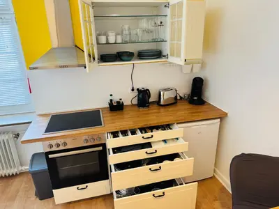 Küche/Küchenzeile in der Unterkunft Modernes und großzügiges City-Apartment 66 qm - zentral und zum Wohlfühlen - Easy Stay Wuppertal