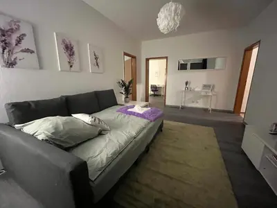 Ein Sitzbereich in der Unterkunft Lavendel Wohnung