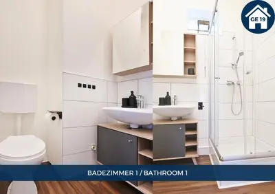 Ein Badezimmer in der Unterkunft RtR Gelsenkirchen - Bis 10 Personen - Einzelzimmer - Voll ausgestattet - Garten - SMART TV - WIFI