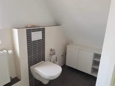 Ein Badezimmer in der Unterkunft FeWo Overberge