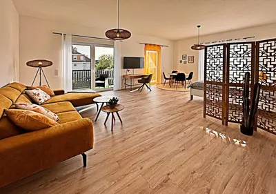 Ein Sitzbereich in der Unterkunft Neues Ruhrtal Apartment 5 mit Klimaanlage und Balkon