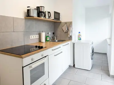 Küche/Küchenzeile in der Unterkunft L21-Apartment Dortmund, 2 Zimmer, 4 Betten, Standardisierte Ausstattung, ideal für Reisende, Pendler, Familien
