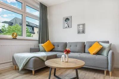Ein Sitzbereich in der Unterkunft Exklusives Studio - Zentral Innenstadtlage - Kostenloser Parkplatz - Aufzug - Modern für bis zu 4 Personen - Smart Home