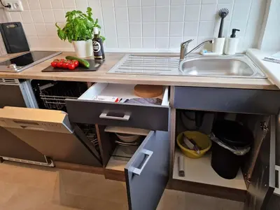 Küche/Küchenzeile in der Unterkunft stayVision FS43 Wohnung 8 - 1 Schlafzimmer - 4 Gäste - top WLAN