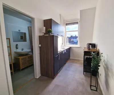 Küche/Küchenzeile in der Unterkunft stayVision FS43 Wohnung 8 - 1 Schlafzimmer - 4 Gäste - top WLAN