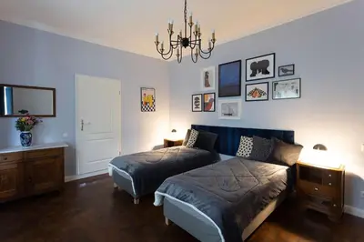 Ein Bett oder Betten in einem Zimmer der Unterkunft Premium 2-Level apartment on Rhine, Great Location