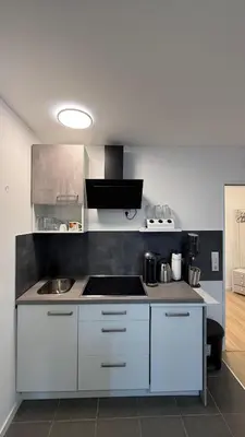 Küche/Küchenzeile in der Unterkunft Modernes City Apartment mit Parkplatz