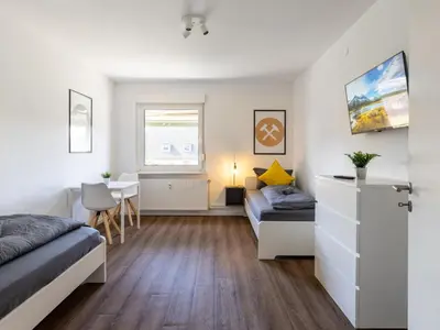 Ein Sitzbereich in der Unterkunft Nice Apartment Marl