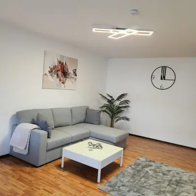 Ein Sitzbereich in der Unterkunft Wohnung in Düsseldorf
