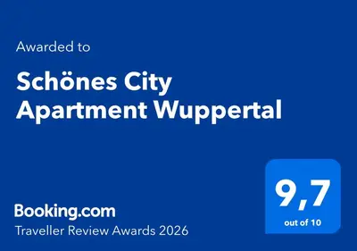 Ein Zertifikat, Auszeichnung, Logo oder anderes Dokument, das in der Unterkunft Schönes City Apartment Wuppertal ausgestellt ist