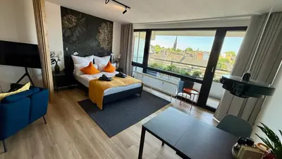 Ein Sitzbereich in der Unterkunft Bostel 96 - Apartment, Altstadt, Aufzug