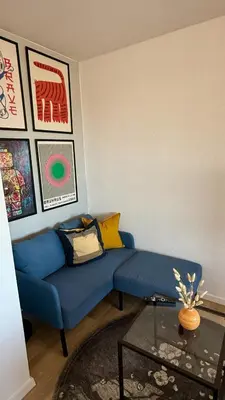 Ein Sitzbereich in der Unterkunft Bostel 96 - Apartment, Altstadt, Aufzug